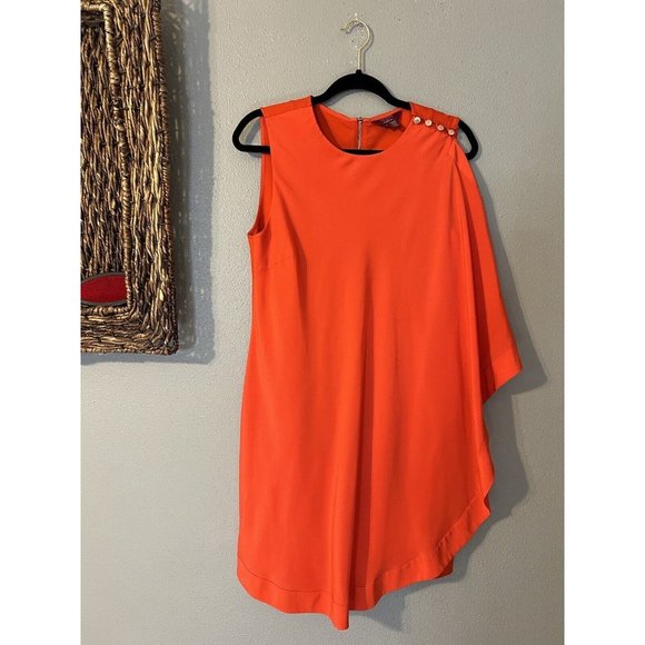 Ted Baker Dress 4 Stretch Red Orange Career Church 10 Large $295 - Picture 5 of 12
